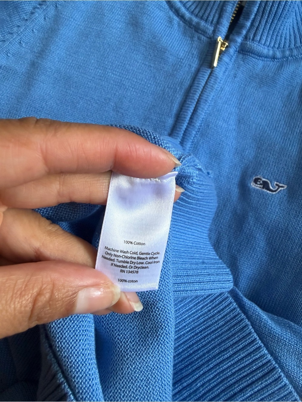 Vineyard Vines Quarter Zip Cotton Pullover  Blue Coastal SZ XXS - Picture 5 of 7